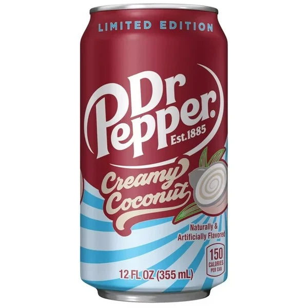 Dr Pepper Creamy Coconut can on a white background