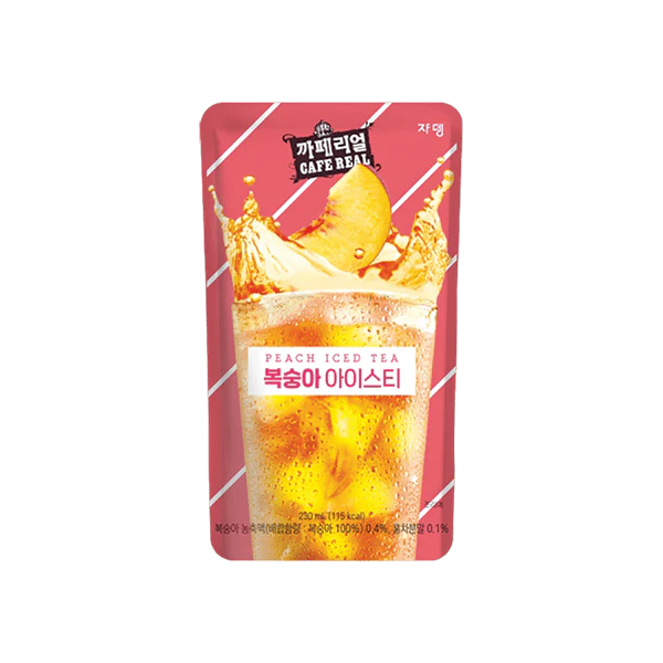 Cafe Real Peach iced tea pouch drink 230ml