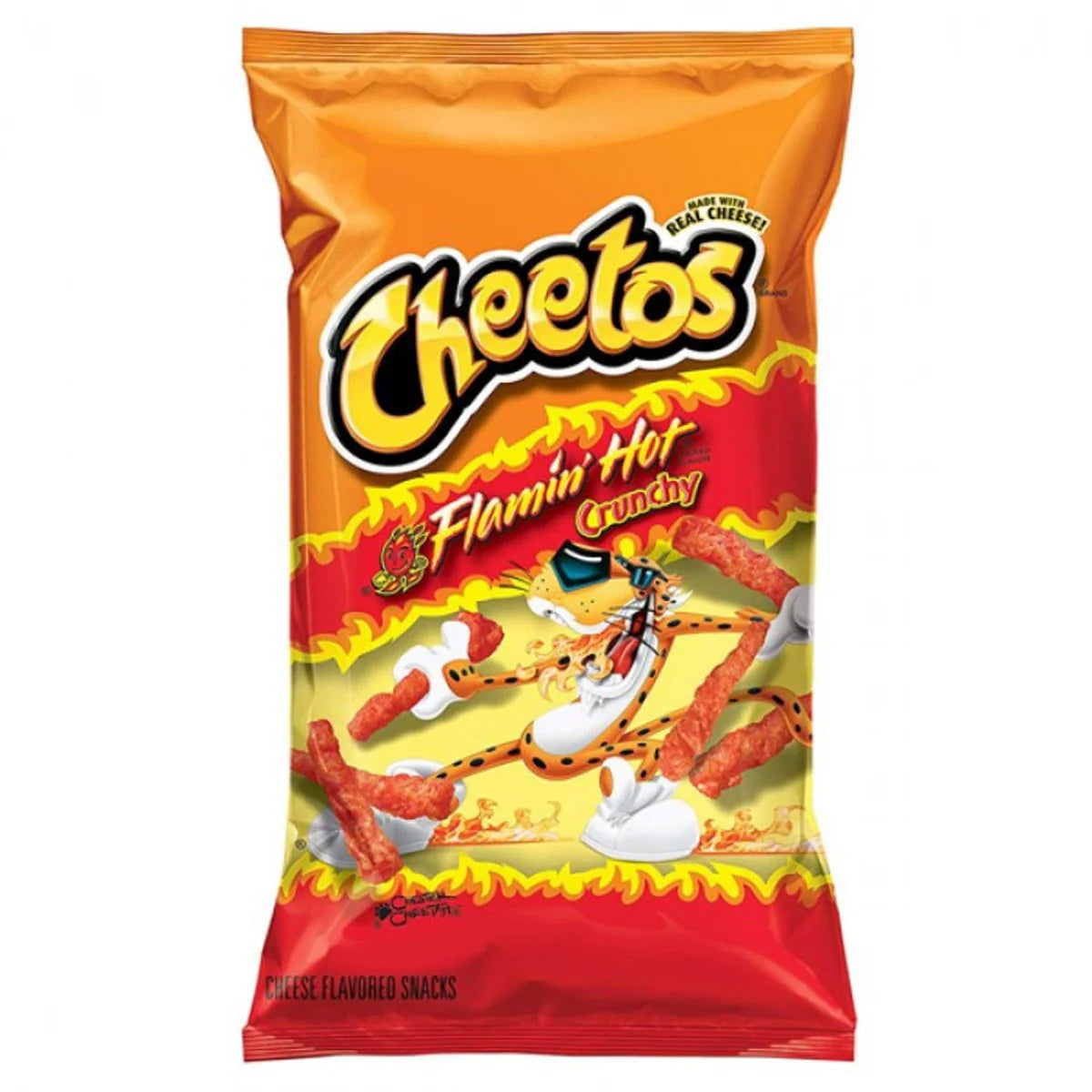 Cheetos Flamin' Hot Crunchy spicy cheese snack 226.8g