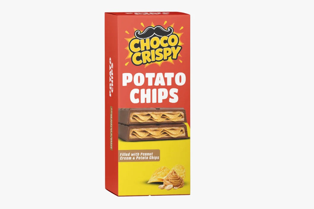 Choco Crispy potato chips packaging on a white background