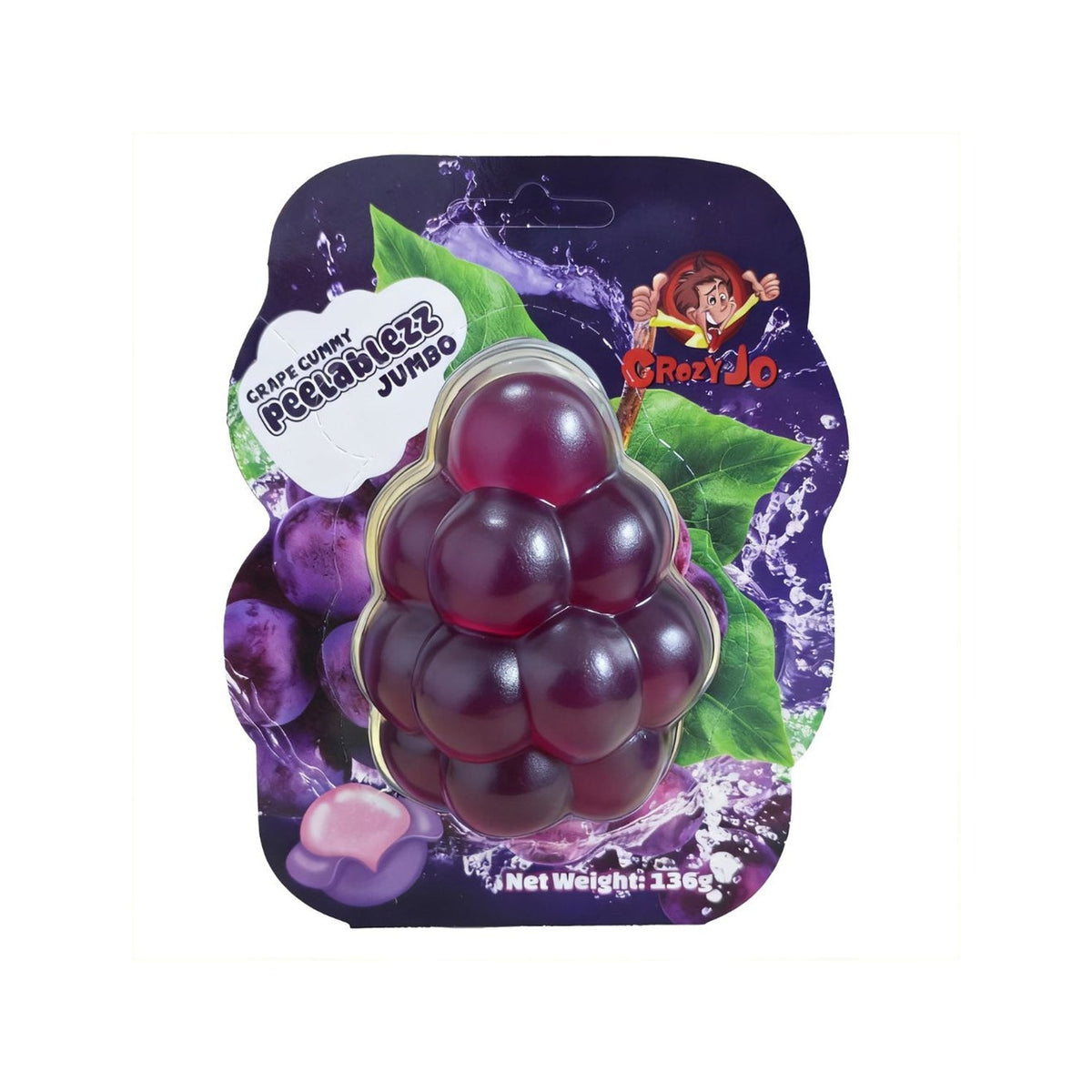 Crazy Jo Peelablezz Jumbo Grape Gummy 136g front-of-pack