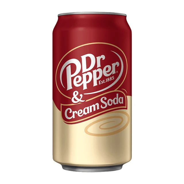Dr Pepper & Cream Soda can on a white background