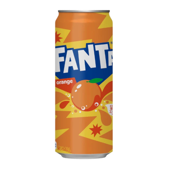 Fanta orange soda can on a white background