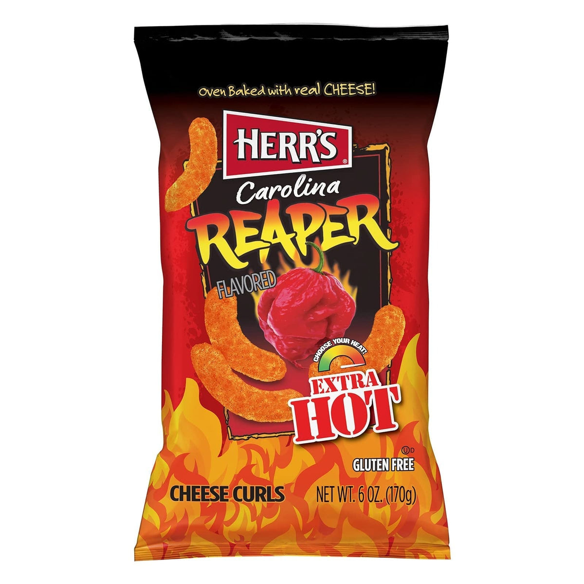 Herr's Carolina Reaper Cheese Curls 170g front of pack