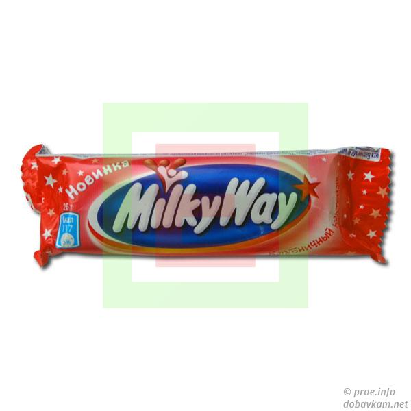 Milky Way Strawberry Cocktail 26g Russian-edition front wrapper