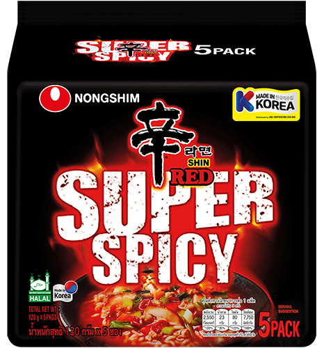Nongshim Shin Red Super Spicy ramen five-pack