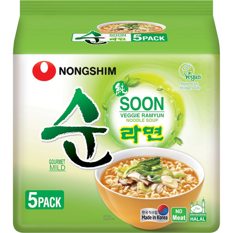 Nongshim Soon Veggie Ramyun five-pack of 112g noodles