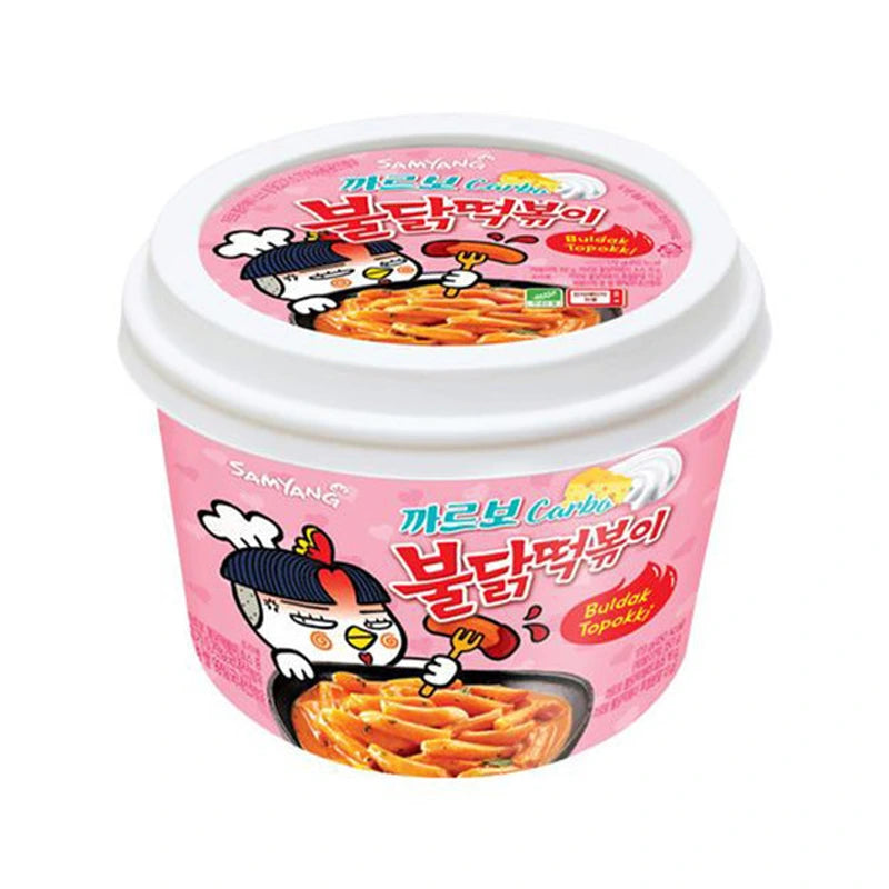 Samyang Buldak Carbonara Tteokbokki in 179g big cup packaging