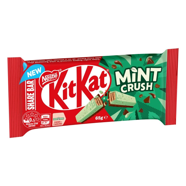 KitKat Mint Crush 65g chocolate bar, front of pack
