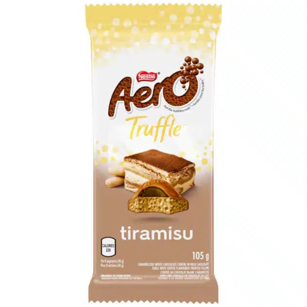 Aero Truffle tiramisu chocolate bar packaging on a white background