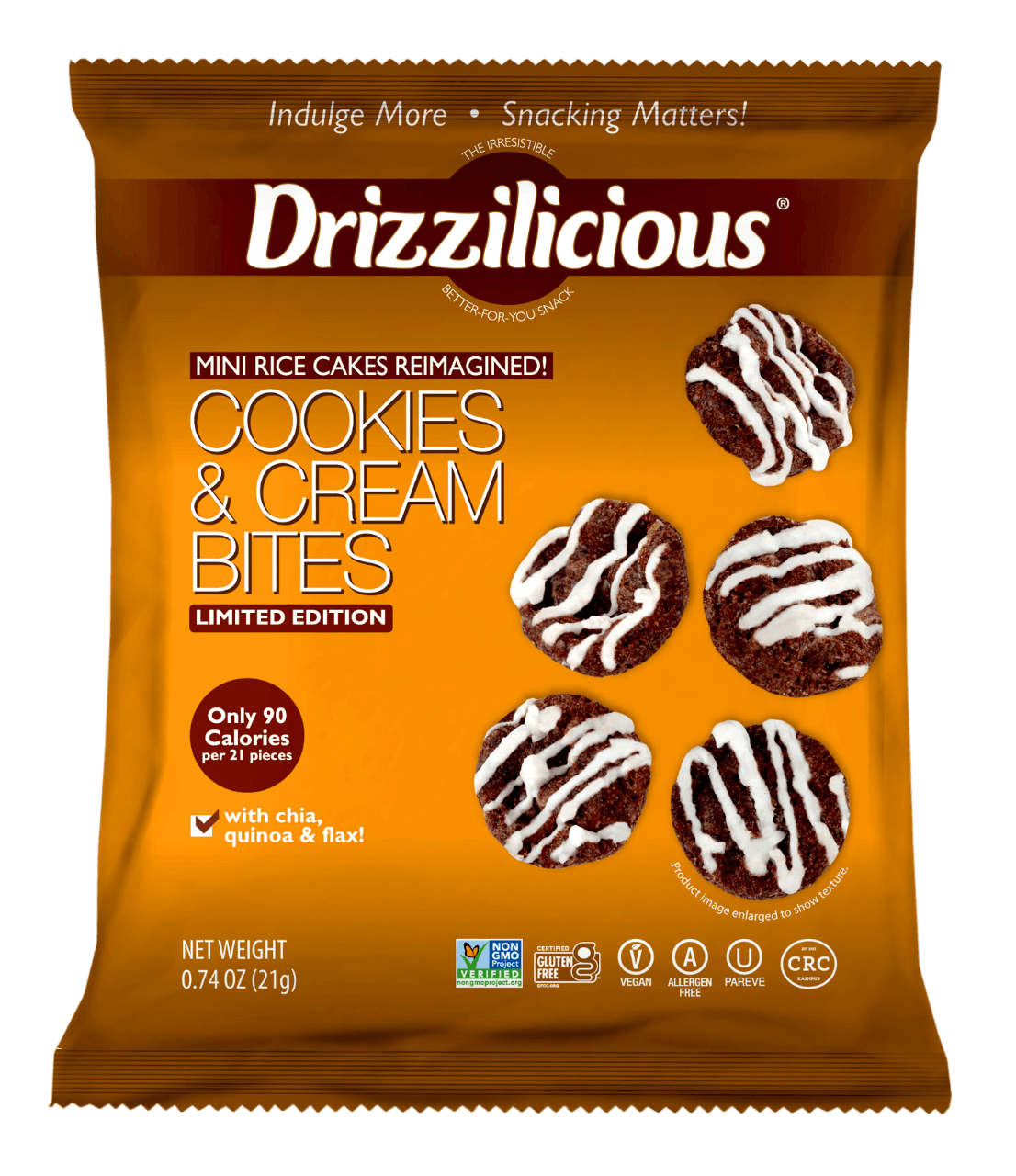 Drizzilicious Cookies & Cream Bites 21g single pouch