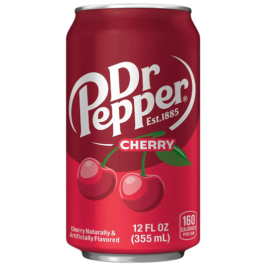 A single Dr. Pepper Cherry 12 fl oz aluminum can on a plain white background.
