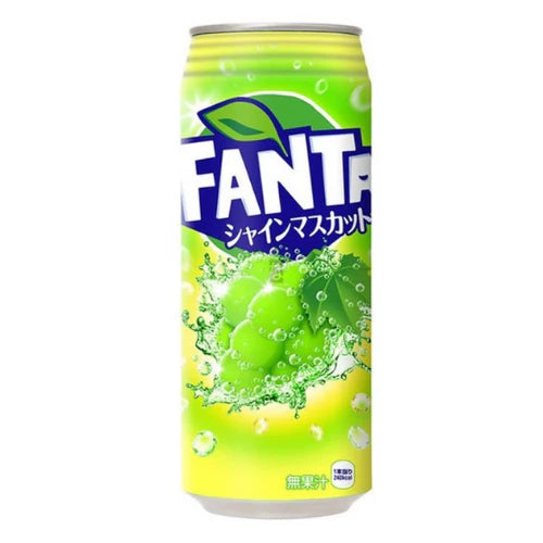 Fanta can with green design and visible branding on a white background