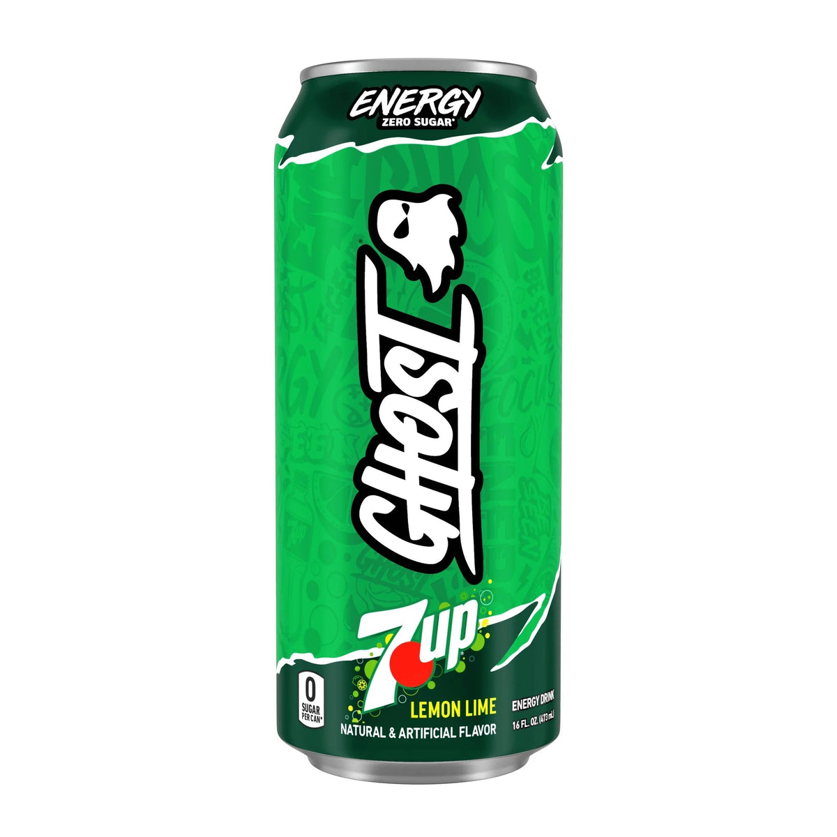 GHOST Energy x 7UP Lemon Lime 473ml single green can