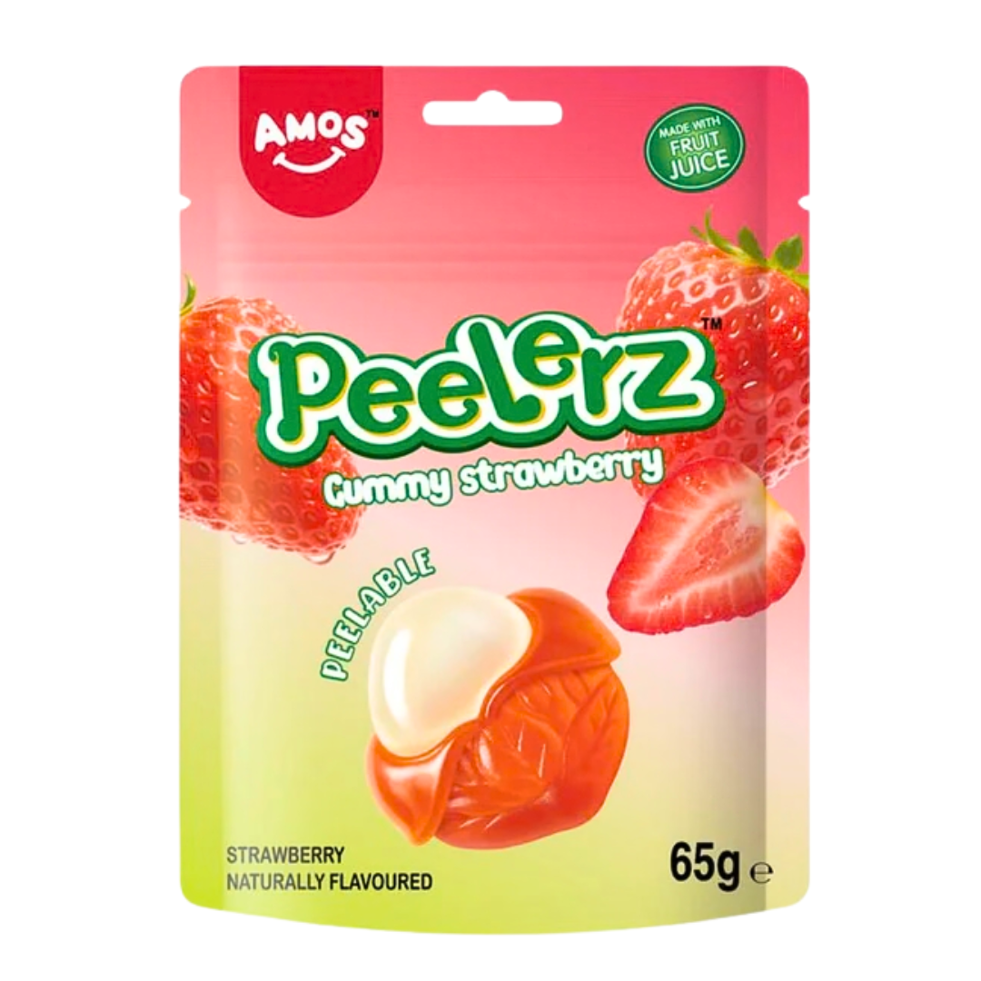 Amos Peelerz Strawberry gummy sweets 65g pouch