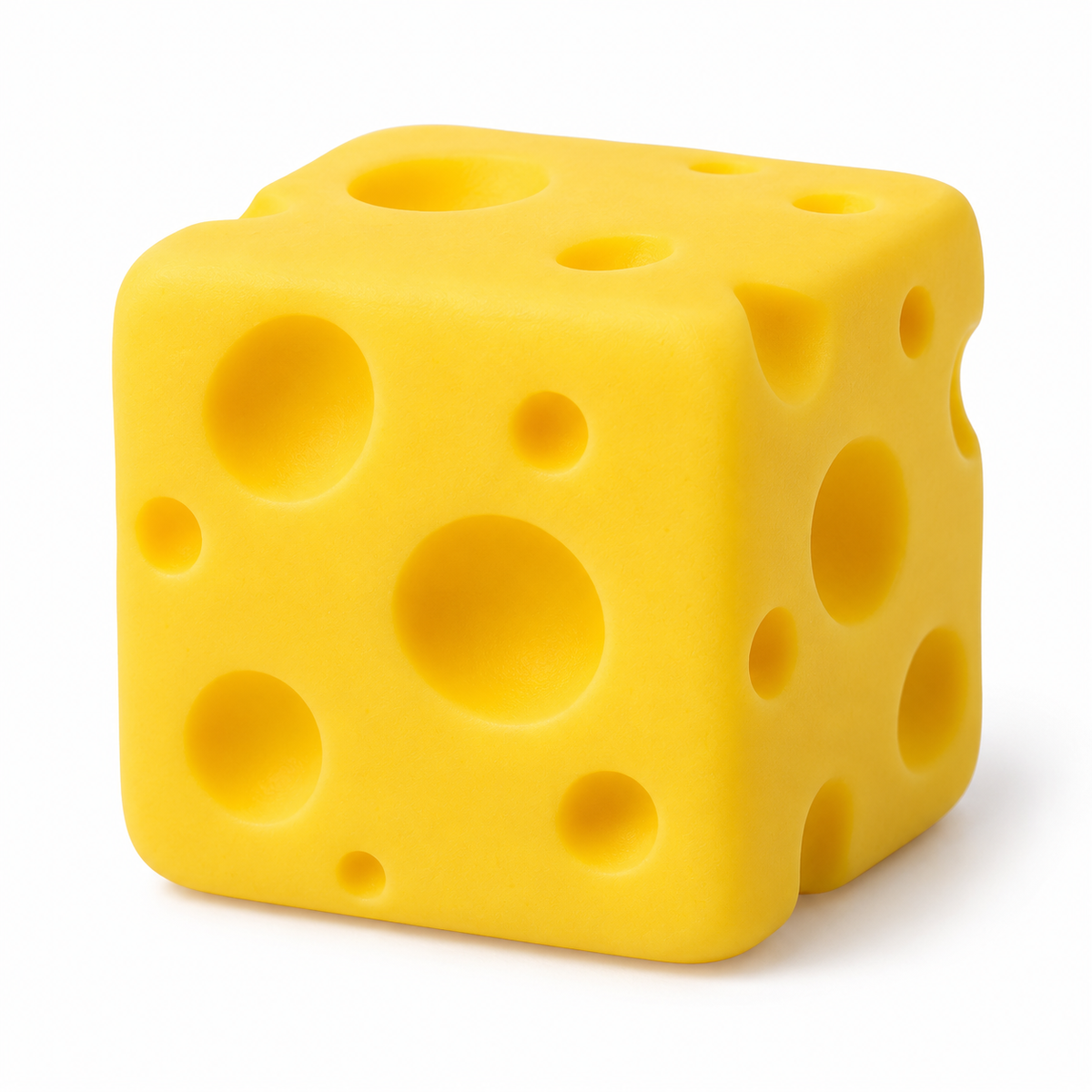 Big Cheese yellow cube squishy sensory toy on white background