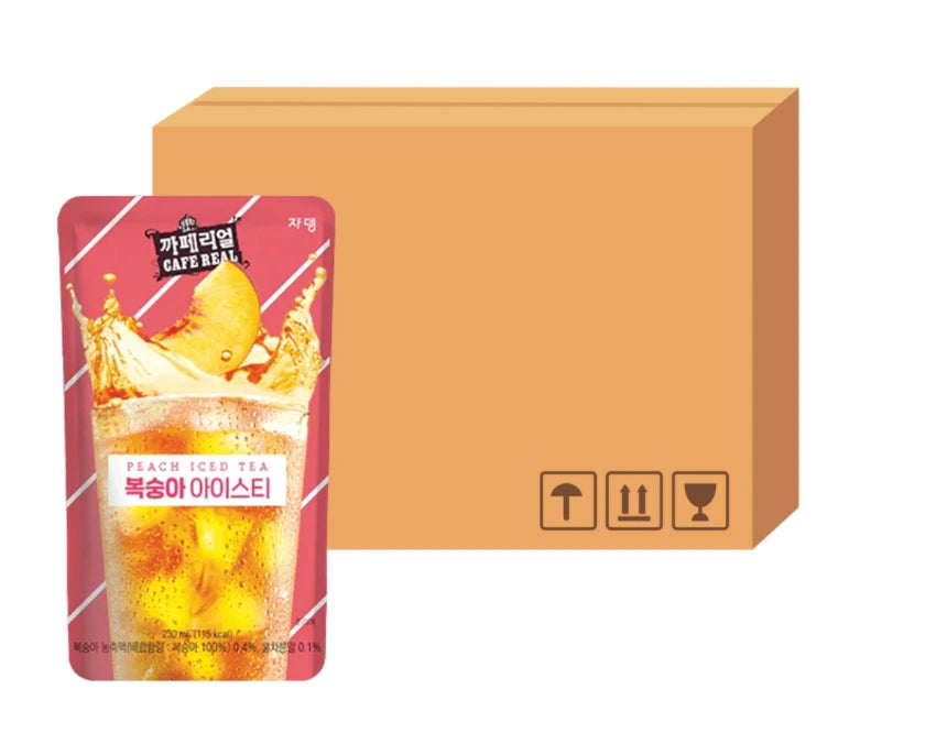Cafe Real Peach iced tea pouch drink 230ml case of 10