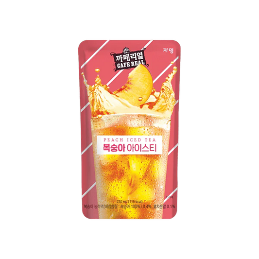 Cafe Real Peach iced tea pouch drink 230ml