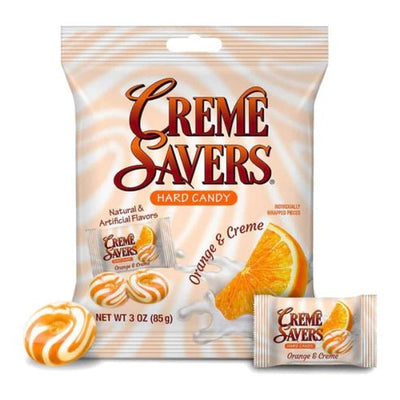 Creme Savers Orange & Creme Hard Candy 85g front pack on white background