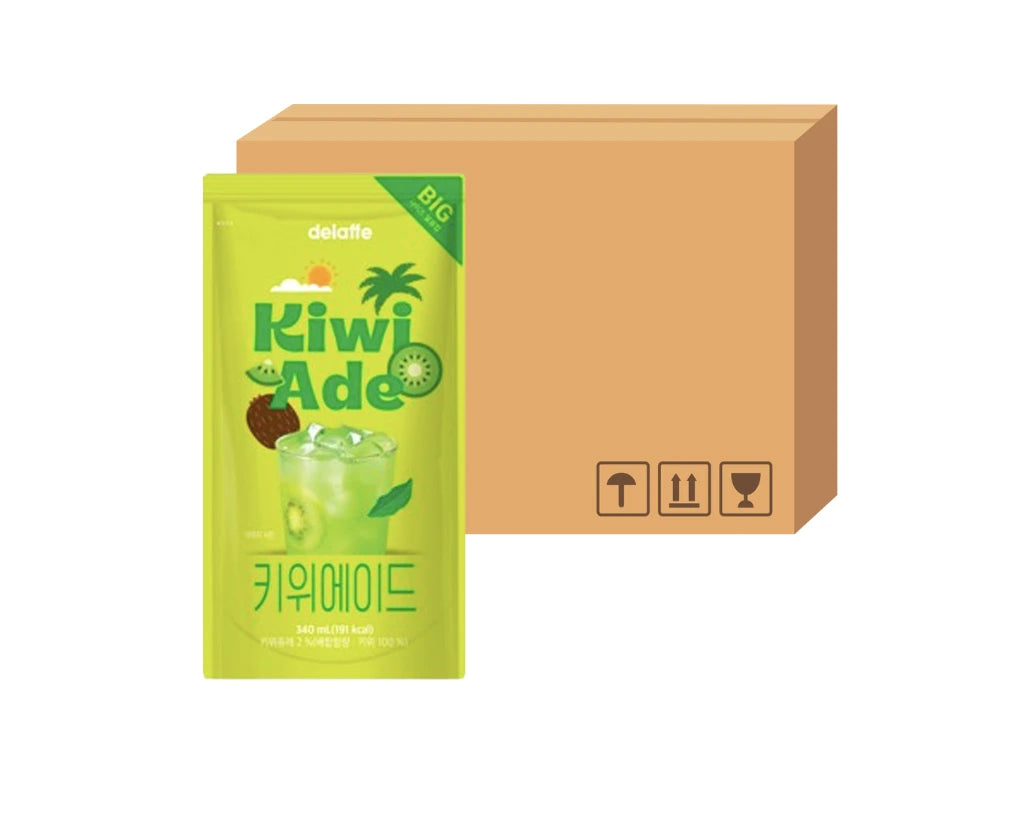 Wholesale case of Delaffe Kiwi Ade Korean pouch drink – 8 x 340ml fruit juice pouches