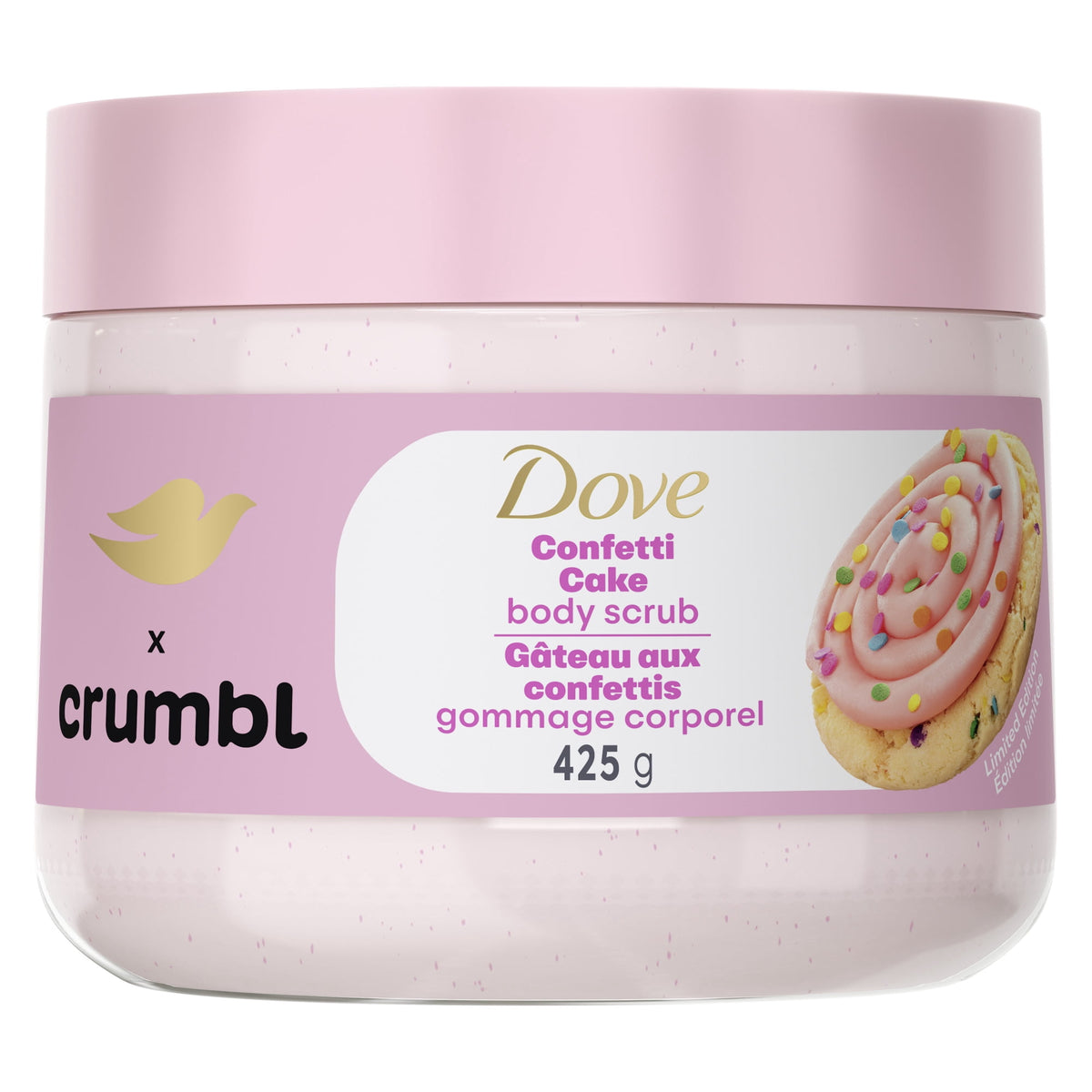 Dove x Crumbl Confetti Cake body scrub 425g jar