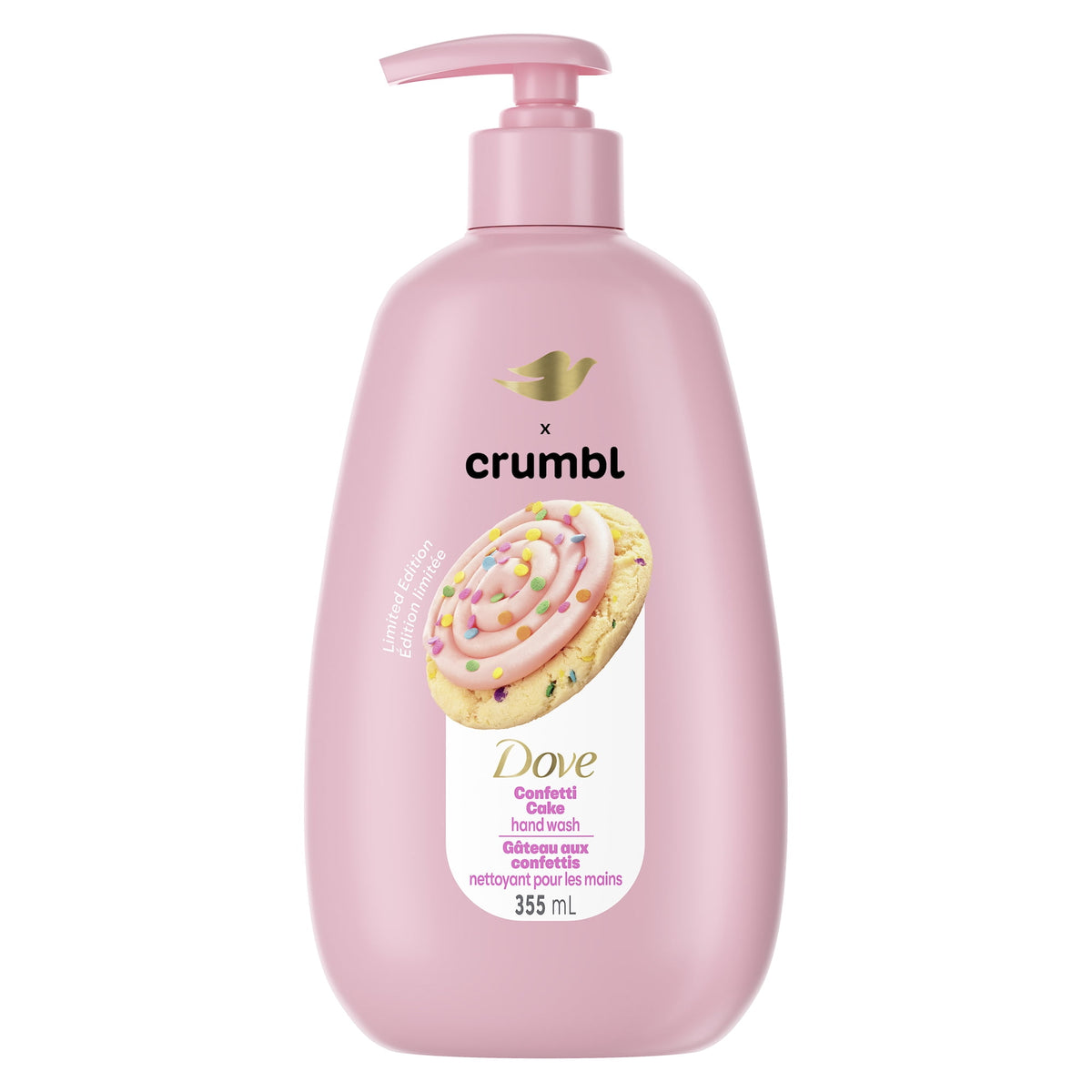 Dove x Crumbl Confetti Cake hand wash 355ml bottle