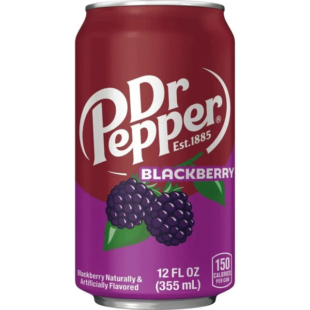 Dr Pepper Blackberry can on a white background