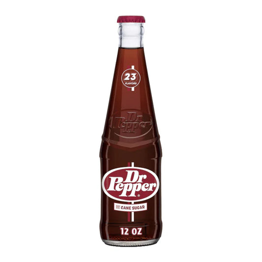 Dr Pepper cane sugar soda in 355ml glass bottle