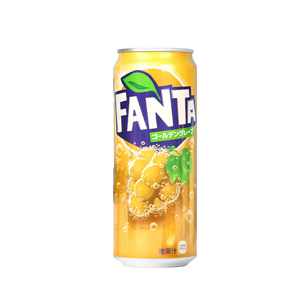 Fanta can with lemon graphic on a white background