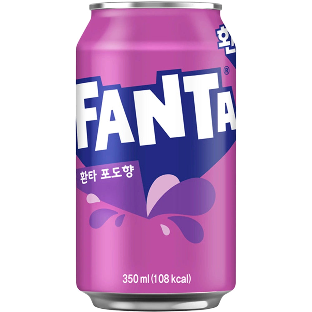 Fanta Grape Korea 350ml can on a white background