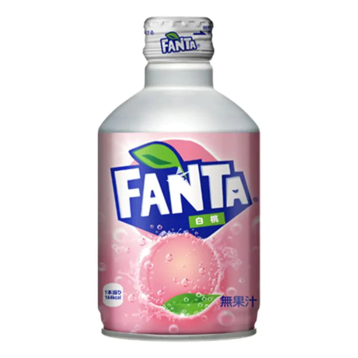 Fanta pink bottle on a white background