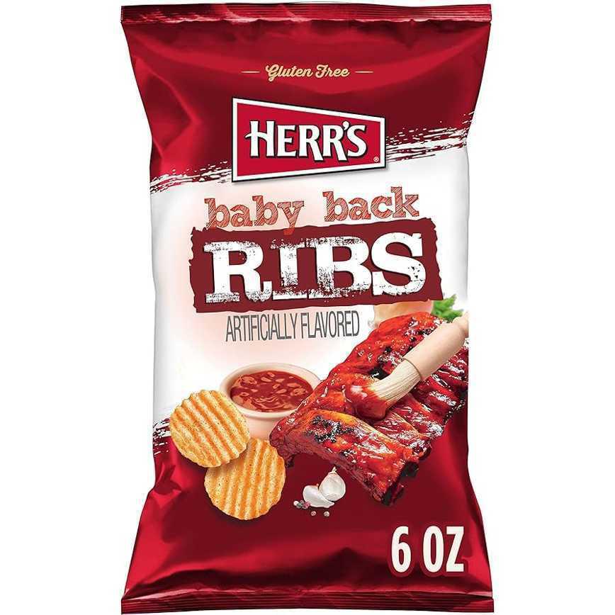 Herr's Baby Back Ribs Crisps 170g front of pack