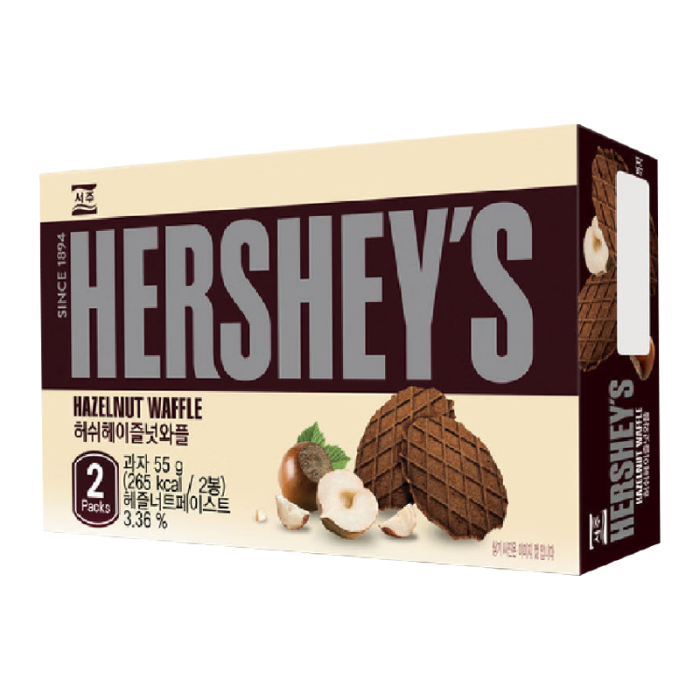 Hershey's Hazelnut Waffle 55g front pack on white background