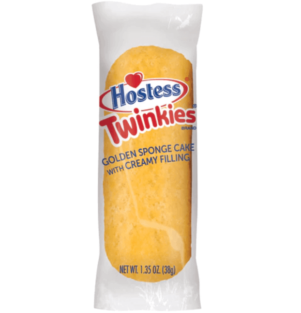 Individually wrapped Hostess Twinkie golden sponge cake