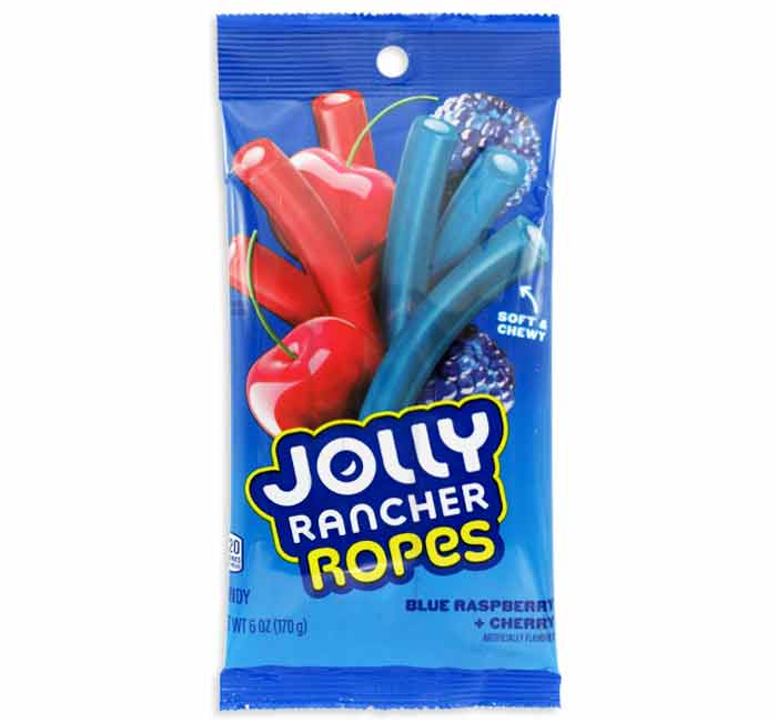 Jolly Rancher Ropes Blue Raspberry and Cherry 170g bag