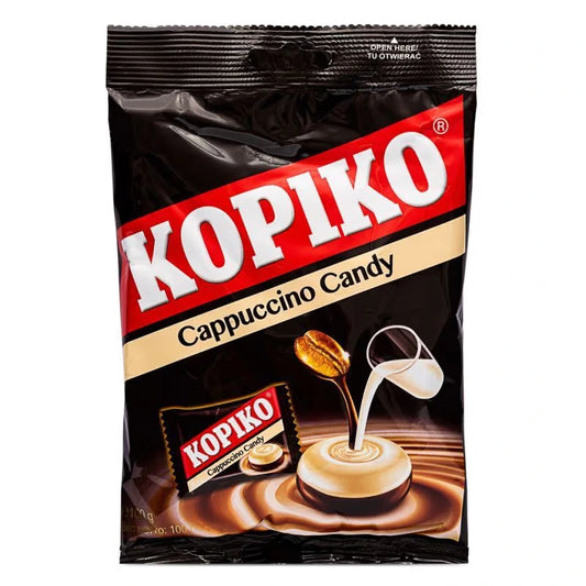 Kopiko Cappuccino Candy packaging with red and black design