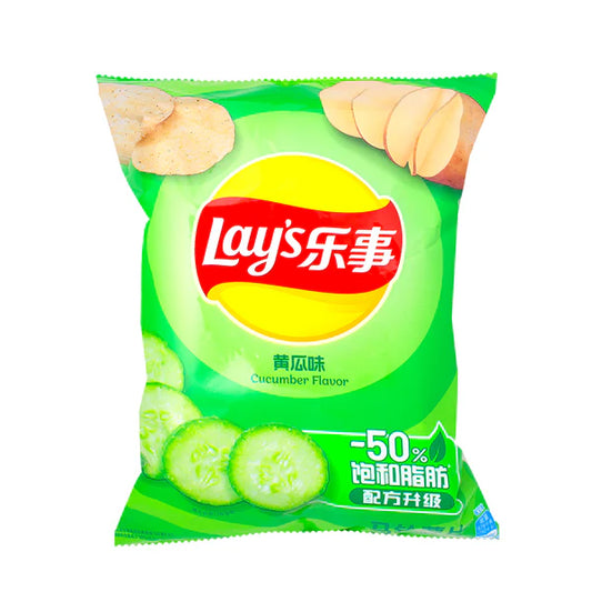 Lay's cucumber flavor chips packaging on a white background
