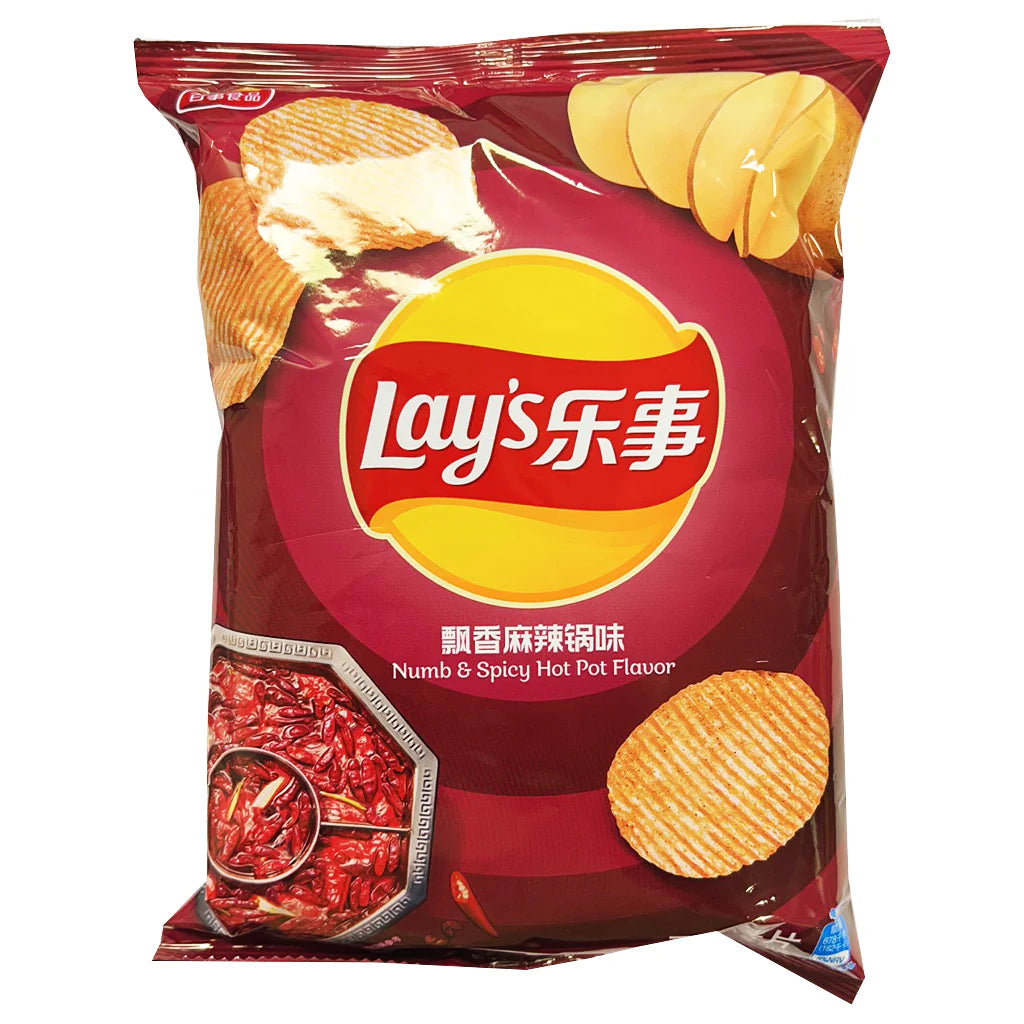 Lay's potato chips packaging with red background and brand logo