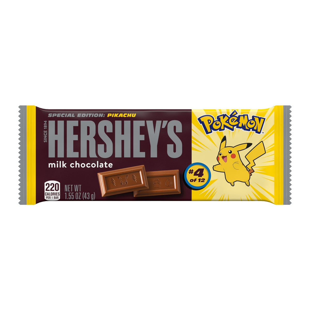 Hershey's Pokémon Milk Chocolate 43g bar front pack; character wrapper may vary