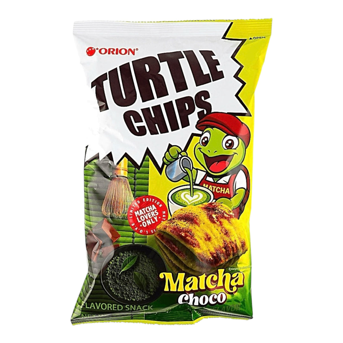 Orion Turtle Chips Matcha Choco 160g bag