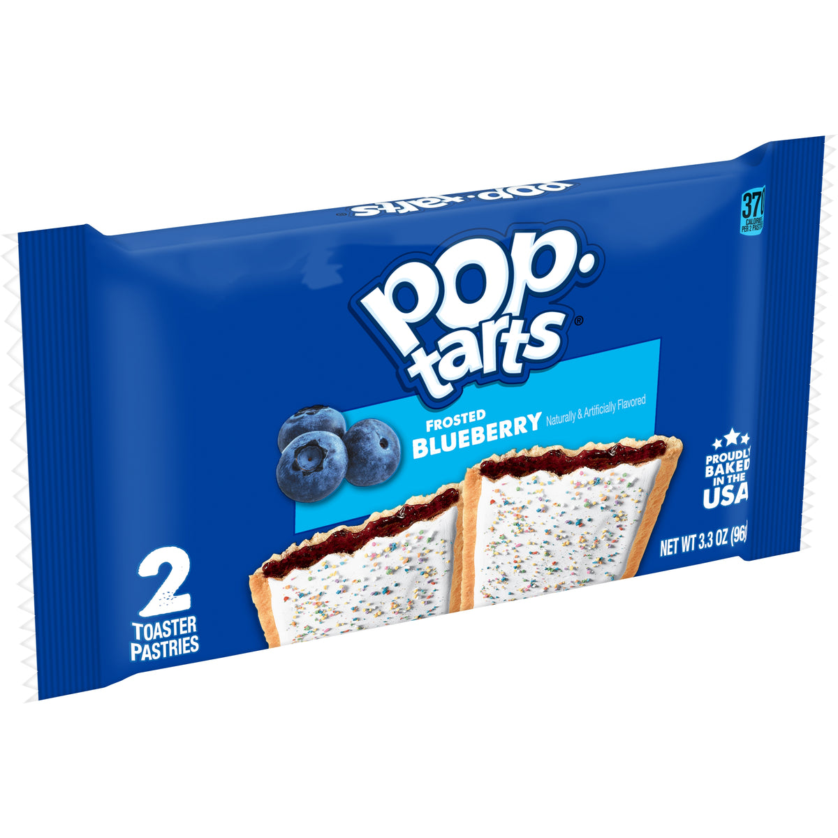 Pop-Tarts Frosted Blueberry 96g two-pastry pack on white background