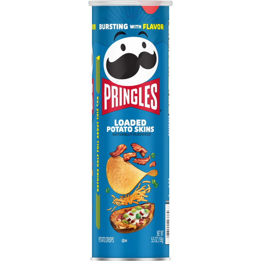 Pringles Loaded Potato Skins can on a white background