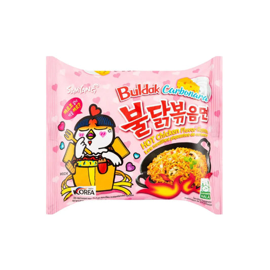 Samyang Buldak Carbonara spicy instant noodles single pack front view