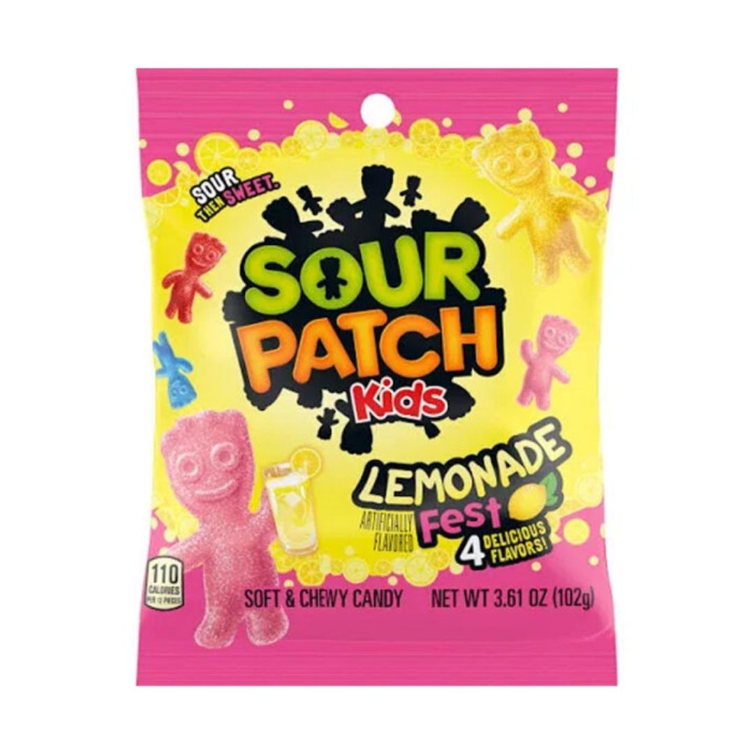 Sour Patch Kids Lemonade Fest 102g bag on white background