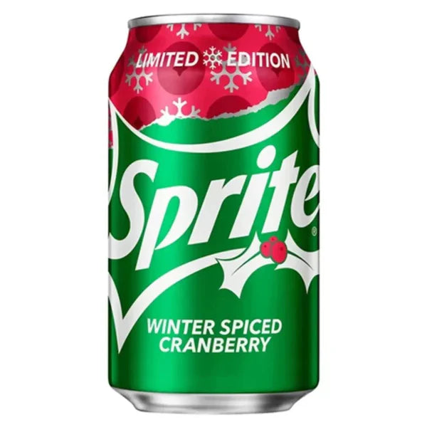 Sprite Winter Spiced Cranberry soft drink can 355ml