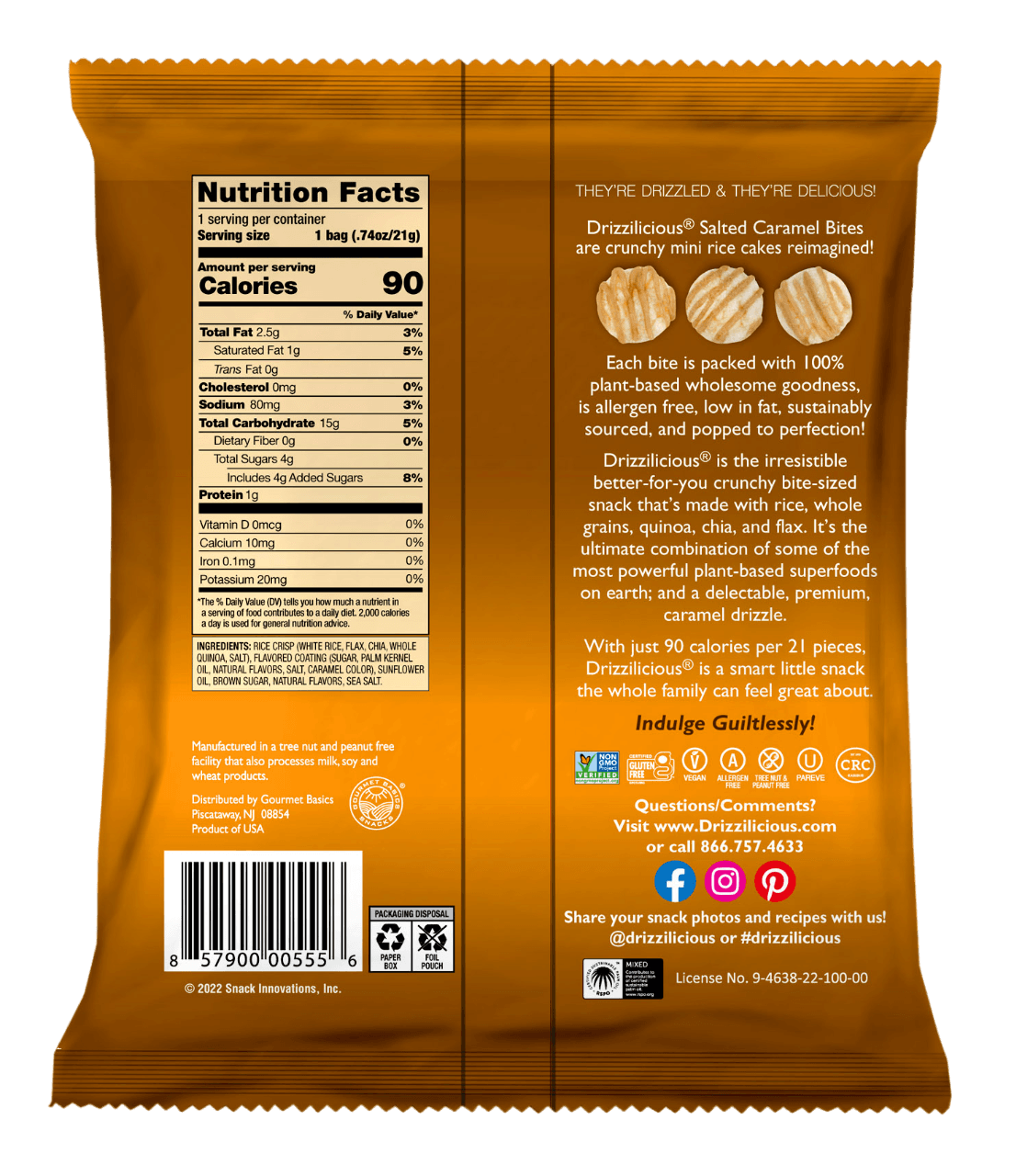 Drizzilicious Salted Caramel Bites 21g front of pack