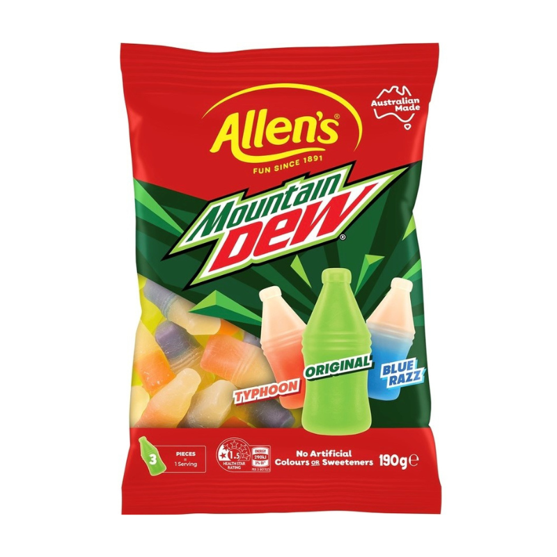 Allen's Mountain Dew Jellies 190g front of pack