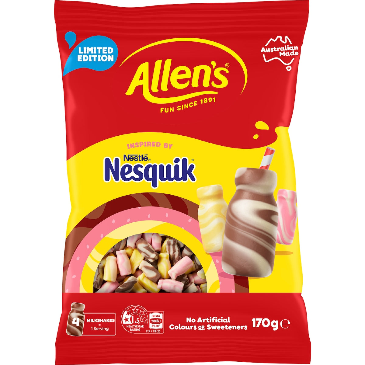 Allen's Nesquik Milkshake Lollies 170g front of pack